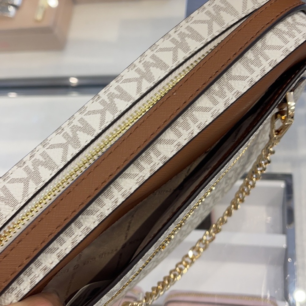 Michael Kors Jet Set Item Large East West Zip Chain MK Signature Crossbody Bag - Picture 7 of 16